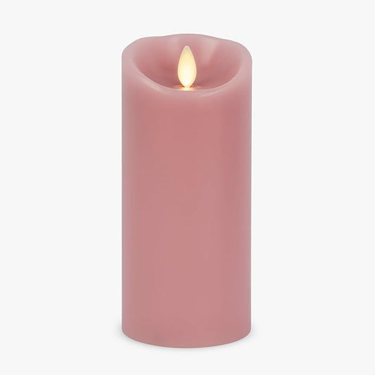 Luminara Blooming Mauve Garden Pillar Candles - Flameless Real-Flame Nature-Inspired Battery Operated LED Decor - Spring Summer Collection - 3" x 6.5"