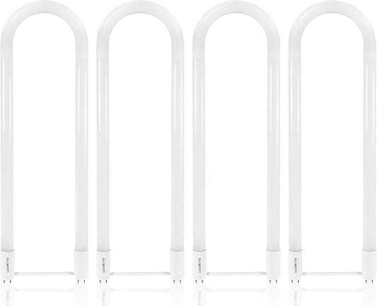 LUXRITE U Bend LED Tube Light, T8 T12, 18W (32W Equivalent), 3000K Soft White, 2000 Lumens, Fluorescent Light Tube Replacement, Direct or Ballast Bypass, DLC and ETL Listed, G13 Base (4 Pack)