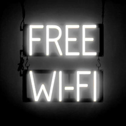 SpellBrite FREE WI-FI Sign | Cafe-Related Sign with Neon Look, White LED Light Source | 15.4" x 15.0"