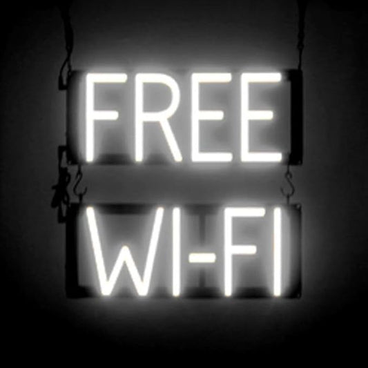 SpellBrite FREE WI-FI Sign | Cafe-Related Sign with Neon Look, White LED Light Source | 15.4" x 15.0"