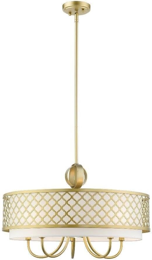 Livex Lighting 41105-33 Transitional Six Light Chandelier from Arabesque Collection in Gold, Champ, Gld Leaf Finish, Soft Gold