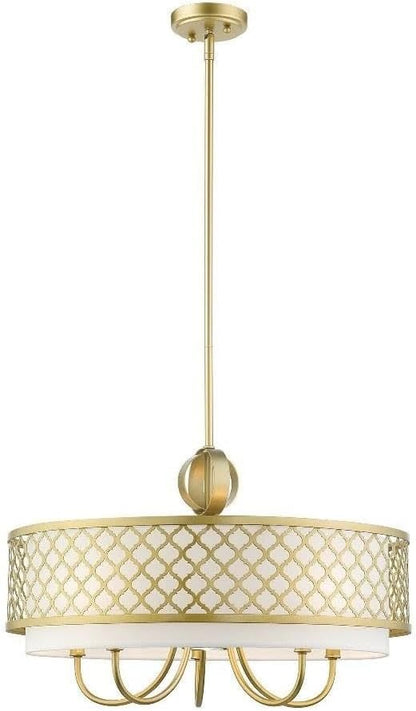 Livex Lighting 41105-33 Transitional Six Light Chandelier from Arabesque Collection in Gold, Champ, Gld Leaf Finish, Soft Gold