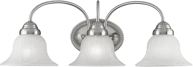 Livex Lighting 1533-91 Edgemont 3 Light Vanity Brushed Nickel with White Alabaster Glass, 23.5 x 8.75 x 8