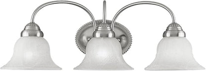 Livex Lighting 1533-91 Edgemont 3 Light Vanity Brushed Nickel with White Alabaster Glass, 23.5 x 8.75 x 8