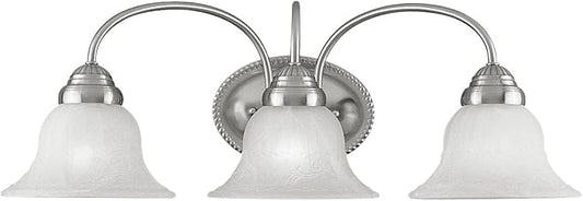 Livex Lighting 1533-91 Edgemont 3 Light Vanity Brushed Nickel with White Alabaster Glass, 23.5 x 8.75 x 8