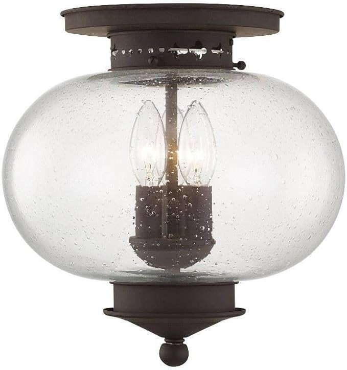 Livex Lighting 5037-07 Harbor 3-Light Ceiling Mount, Bronze