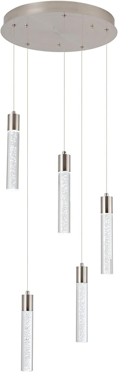 5-Light Pendant Lights for Kitchen Island, Kitchen Pendant Lighting Over Island,Integrated Modern Pendant Light with Crystal 40W,6000k Dimmable…