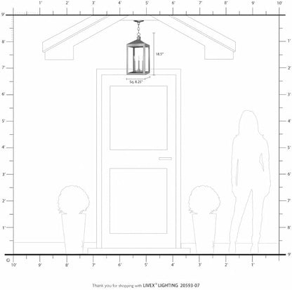 Livex Lighting 3 Light Black Outdoor Pendant Lantern, Nickel