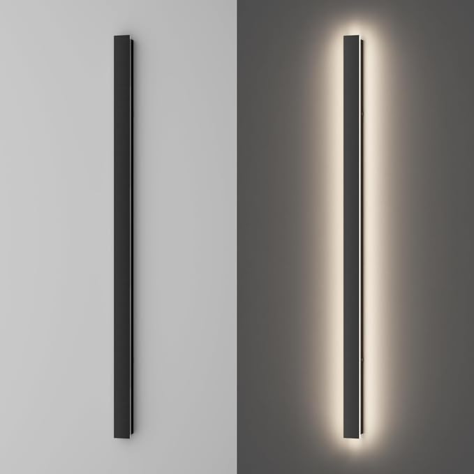 47.25inch Long Outdoor LED Wall Light 4000K Natural Light 35W Black Porch Light Acrylic Waterproof IP65 Exterior Wall Light Fixture for House Patio Porch Courtyard