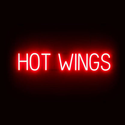 SpellBrite HOT WINGS Sign | Food-Related Sign with Neon Look, Red LED Light Source | 33.6" x 6.3"