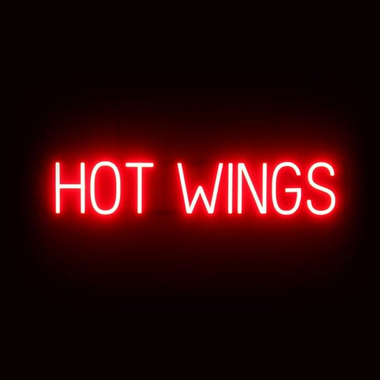 SpellBrite HOT WINGS Sign | Food-Related Sign with Neon Look, Red LED Light Source | 33.6" x 6.3"