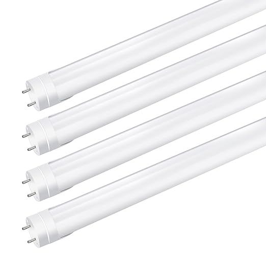 LightingWill LED T8 Light Tube 4FT, Warm White 3000K-3500K, Dual-End Powered Ballast Bypass, 2000Lumen 18W (40W Equivalent Fluorescent Replacement), Frosted Cover, AC85-265V Lighting Fixture, 4 Pack…
