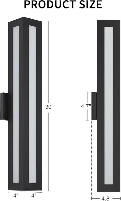 LamQee 30 Inch Modern Outdoor Wall Light Exterior Lighting Fixtures, Integrated LED Contemporary Outdoor Wall Sconce Wall Lighting, Black Outside Lights for House Porch Patio Front Door Garage Indoor