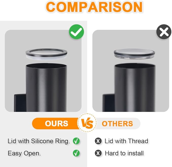 Cerdeco Black Modern Outdoor Wall Light 2 Pack,Cylinder Up Down Aluminum Exterior Wall Sconce for House Porch Garage Patio Doorway Entryway,ETL Listed