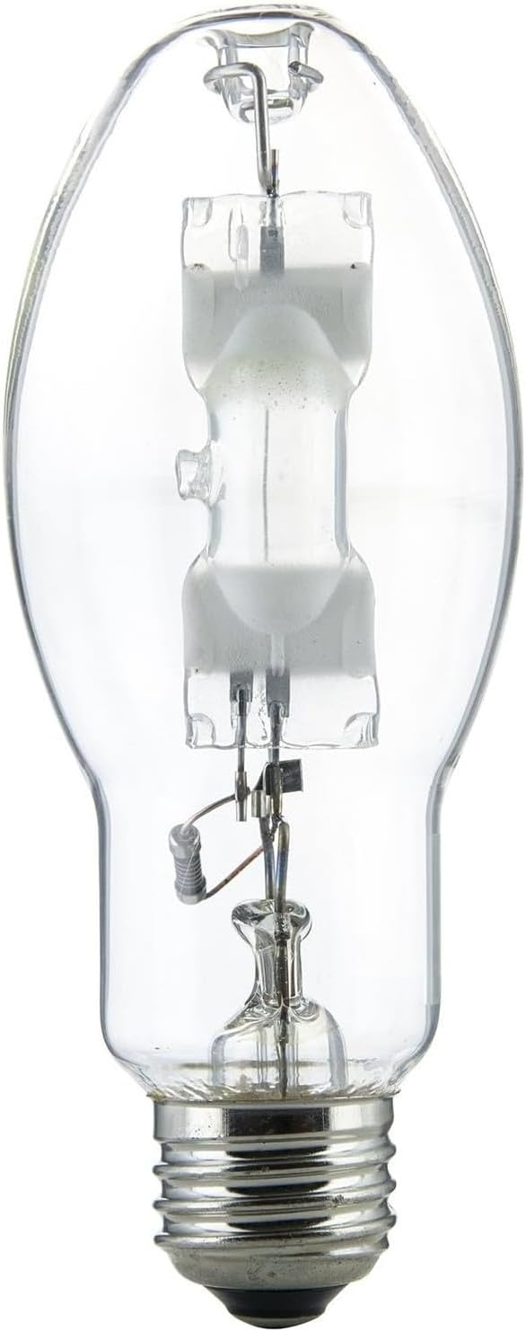 Diodesy- M57 Metal Halide Lamp 175W Probe Start 14000 Lumens E26 Medium Base 4000K Cool White Clear ED17 Shape 10000 Hours Lifespan- High Intensity Discharge HID Outdoor Light Bulb for Street Parking