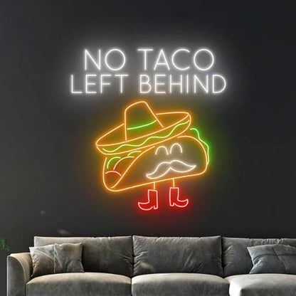 No Taco Left Behind Neon Sign, Tacos Neon Light, Mexican Tacos Led Light, Tacos Led Sign,Mexico Restaurant Neon Light Size:20inches