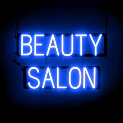 SpellBrite BEAUTY SALON Sign | Beauty-Related Sign with Neon Look, Blue LED Light Source | 24.4" x 15.0"