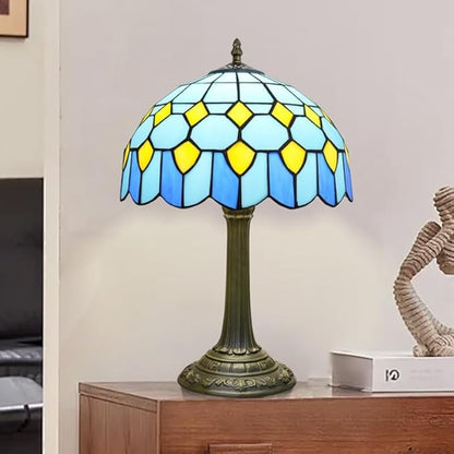 Tiffany Lamp Modern Design Blue Mediterranean Style Stained Glass Lamps Coastal Beach Theme Living Room Office Hotel Bar Kitchen Restaurant Bedroom Bedside Gift Home Decor 12X19 Inch end Table Lamp