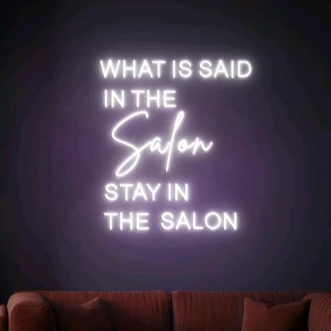 What is Said in the Salon Stays in the Salon, Salon Neon Sign, Neon Light Sign for Salon Wall Decorations, Salon Sign, Beauty Salon Decor Size:H20xW17inch