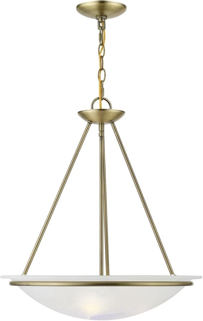 Livex Lighting 4826-01 Newburgh Collection 3 Light Pendant Chandelier, Antique Brass
