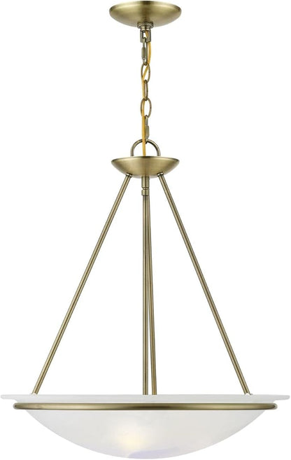 Livex Lighting 4826-01 Newburgh Collection 3 Light Pendant Chandelier, Antique Brass