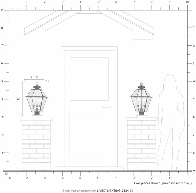 Livex Lighting 2384-02 Traditional Three Light Post-Top Lantern from Westover Collection Cast Finish, 12.00 inches, Polished Brass