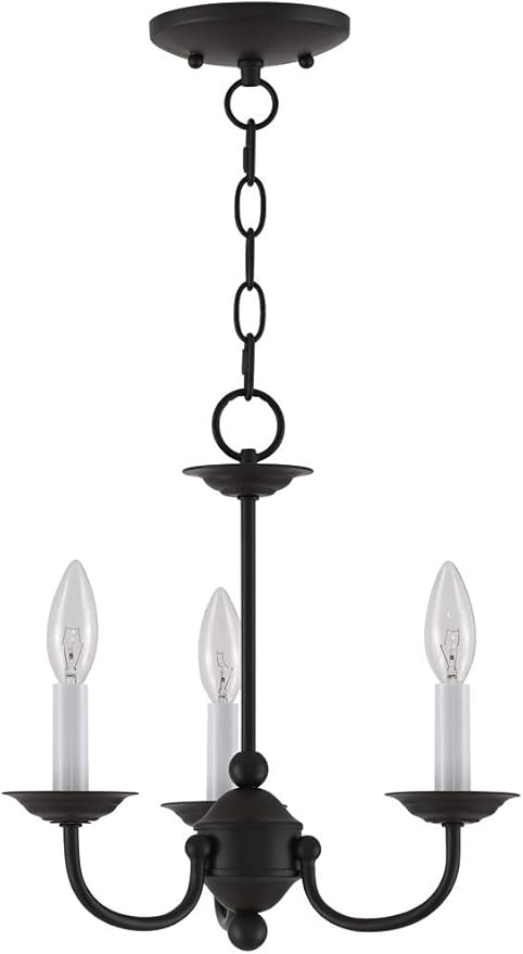 Livex Lighting 4153-04 Home Basics 3 Light Black Mini Chandelier, 14Hx14W