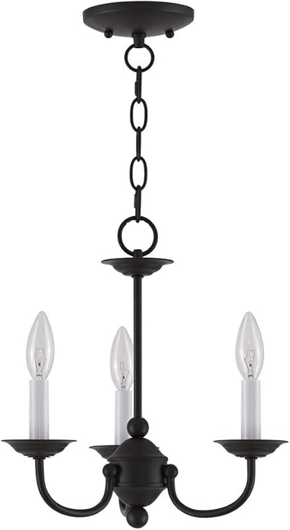 Livex Lighting 4153-04 Home Basics 3 Light Black Mini Chandelier, 14Hx14W
