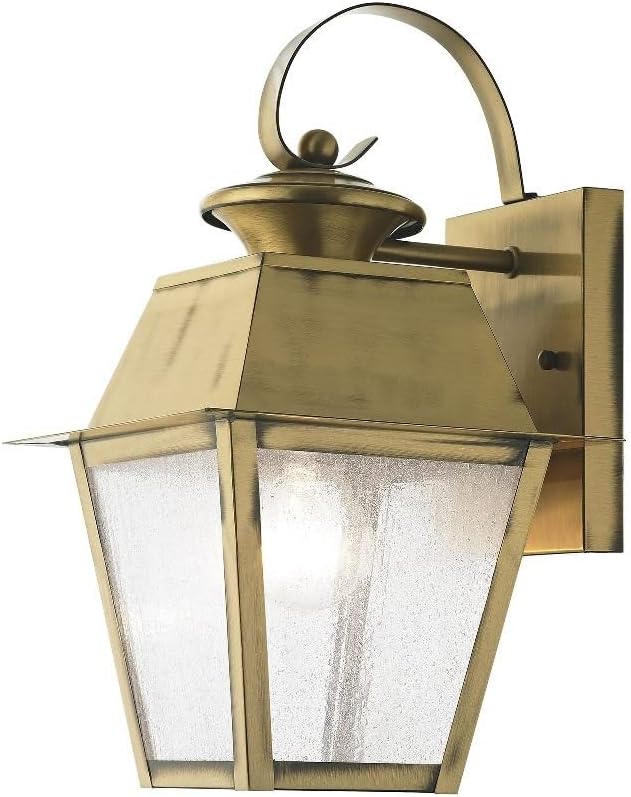 Livex Lighting 2162-29 Transitional One Light Outdoor Wall Lantern from Mansfield Collection in Pwt, Nckl, B/S, Slvr. Finish, Vintage Pewter