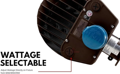 RuggedGrade 60W - Vontair Series - LED Barn Style Light with Arm Mount + Photocell - 9,000 Lumens - Color Selectable 3000K/4000K/5000K - Brown Housing - Outdoor Light - DLC 5.1 Premium