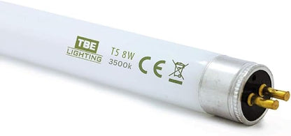 TBE LIGHTING 8w / 12 inch Soft White 3500K Tubes - F8T5/D Fluorescent Tube Lamps 288mm / 12''- CFL Bulbs - G5 2-Pin Base Fittings - T5 High Efficiency Lamps (4-Pack)