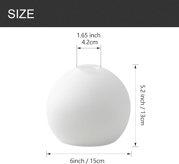 3 Pack Fixture Replacement Globe Shade, 6 Inch Diameter, E26 Base 1-5/8 Inch Fitter, Glass Globe Lampshade Cover for Pendant Wall Sconce Chandelier Vanity Light (3 Pack 6 Inch White Frosted Glass)