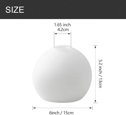 3 Pack Fixture Replacement Globe Shade, 6 Inch Diameter, E26 Base 1-5/8 Inch Fitter, Glass Globe Lampshade Cover for Pendant Wall Sconce Chandelier Vanity Light (3 Pack 6 Inch White Frosted Glass)