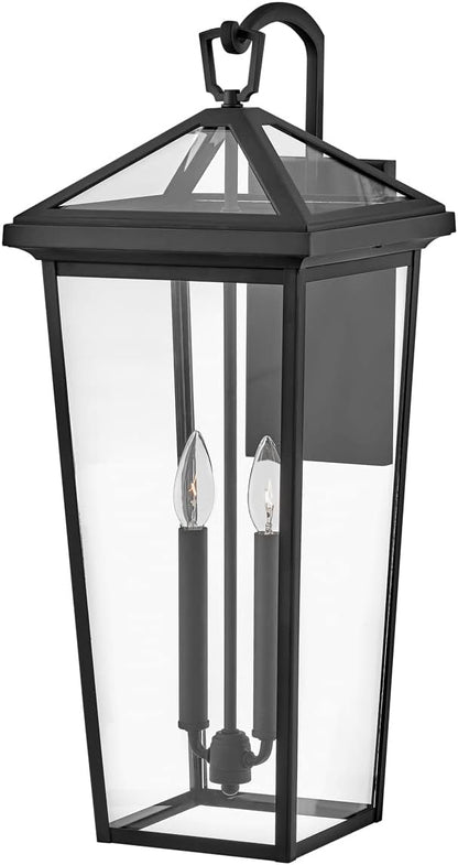 Hinkley Alford Place 25658MB Large Outdoor Tall Wall Mount Lantern - Die Cast Aluminum Frame, Sealed Clear Glass - Museum Black