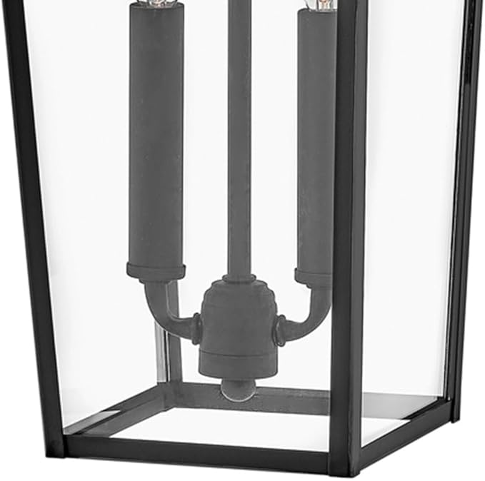 Hinkley Alford Place 25655MB Medium Outdoor Tall Wall Mount Lantern - Die Cast Aluminum Frame, Sealed Clear Glass - Museum Black