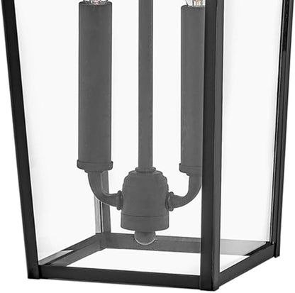 Hinkley Alford Place 25655MB Medium Outdoor Tall Wall Mount Lantern - Die Cast Aluminum Frame, Sealed Clear Glass - Museum Black