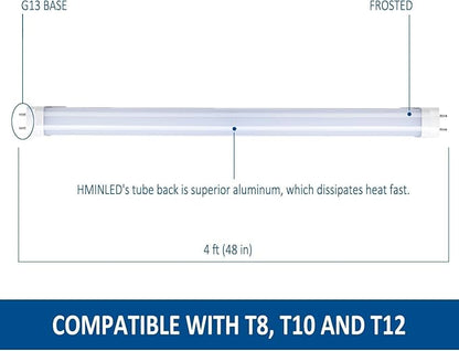 T8 LED Light Bulbs Fluorescent Replacement Ballast Bypass 48inch 4000K Daylight White Double-end Powered Frosted Lamps 25 Pack