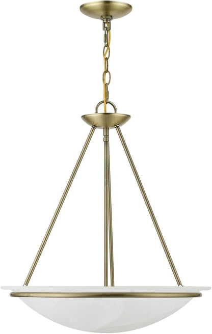 Livex Lighting 4826-01 Newburgh Collection 3 Light Pendant Chandelier, Antique Brass