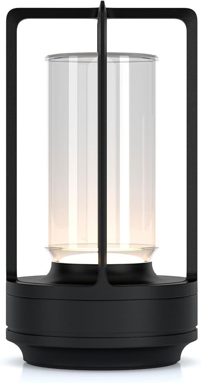 Cordless Portable LED Table Lamp, Rechargeable Battery Operated Desk Lamp with Touch Sensor, 3-Way Dimmable Suitable for Bars/Cafes/Restaurants/Bedrooms/Camping (Black)