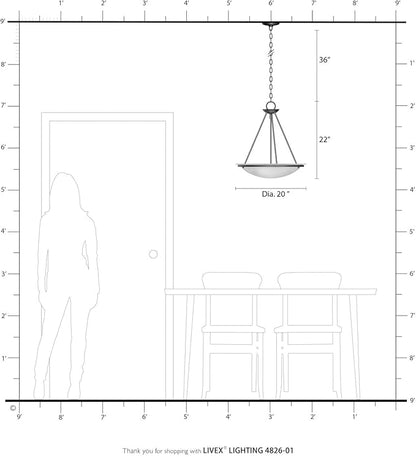 Livex Lighting 4826-01 Newburgh Collection 3 Light Pendant Chandelier, Antique Brass