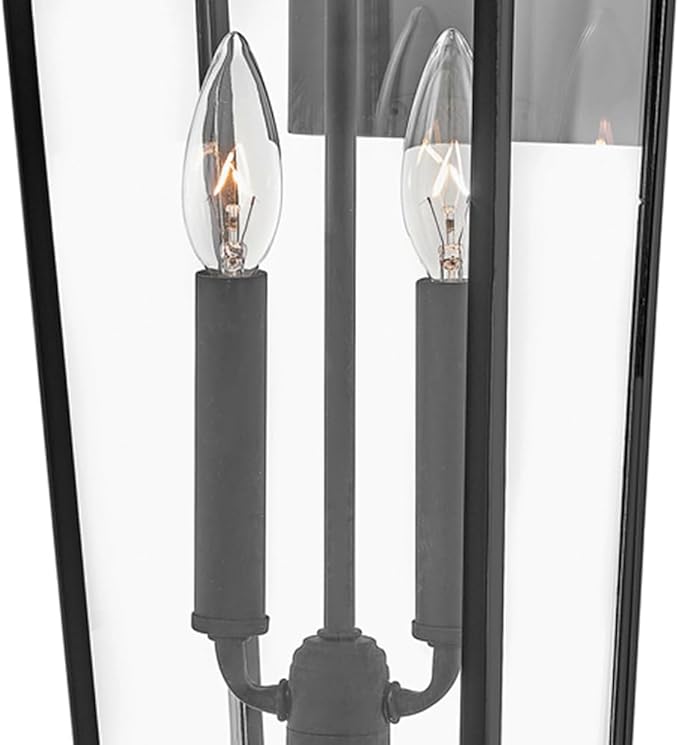 Hinkley Alford Place 25655MB Medium Outdoor Tall Wall Mount Lantern - Die Cast Aluminum Frame, Sealed Clear Glass - Museum Black