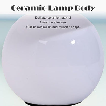 Cute Small Mushroom Lamp, PE Lampshade, Ceramic Spherical Base, Adjustable Light Color and Brightness, Safe USB Powered, Energy-Saving LED Mushroom Light for Bedroom Living Room (White)