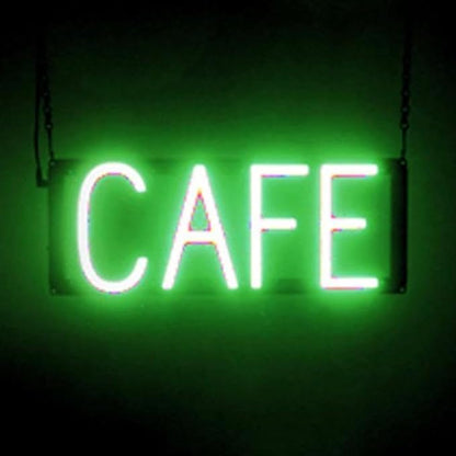 SpellBrite CAFE Sign | Cafe-Related Sign with Neon Look, Green LED Light Source | 16.4" x 6.3"