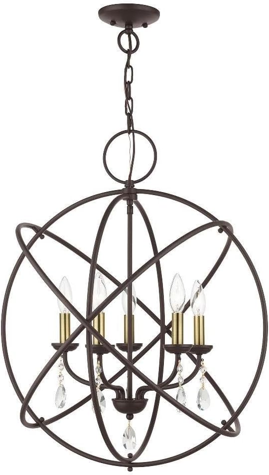 Livex Lighting 40905-07 Aria Collection 5-Light Chandelier for Entryways and Bedrooms, Bronze