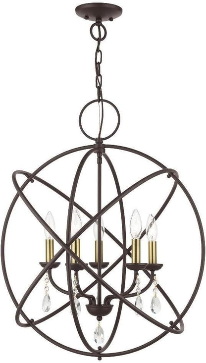 Livex Lighting 40905-07 Aria Collection 5-Light Chandelier for Entryways and Bedrooms, Bronze