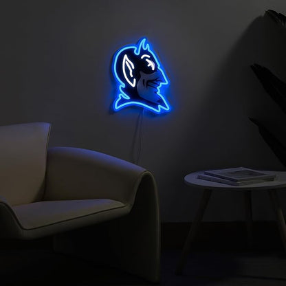 Saturday Neon Officially Licensed Duke Blue Devils LED Neon Sign – 12.64" W x 15" H Blue-Emitting Wall Light with Adjustable Brightness, Inline Dimmer Switch, USB Powered with Outlet Adapter – College Wall Décor