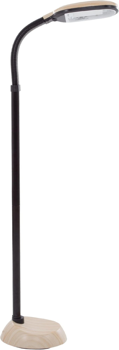 Bedford Home Floor Lamp - Full Spectrum Natural Sunlight Lamp with Bendable Neck - Reading, Craft, and Esthetician Light (Light Woodgrain)