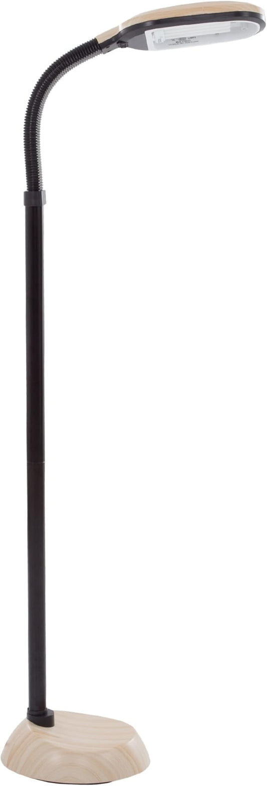 Bedford Home Floor Lamp - Full Spectrum Natural Sunlight Lamp with Bendable Neck - Reading, Craft, and Esthetician Light (Light Woodgrain)