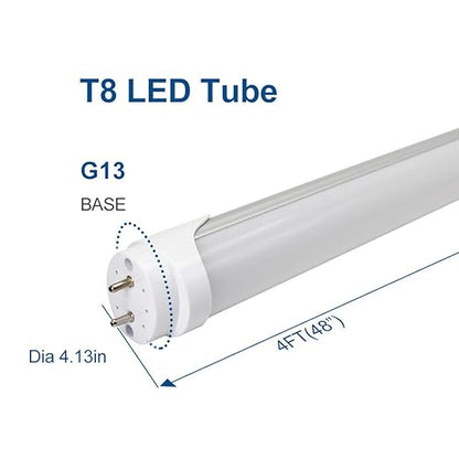 LightingWill LED T8 Light Tube 4FT, Warm White 3000K-3500K, Dual-End Powered Ballast Bypass, 2000Lumen 18W (40W Equivalent Fluorescent Replacement), Frosted Cover, AC85-265V Lighting Fixture, 4 Pack…
