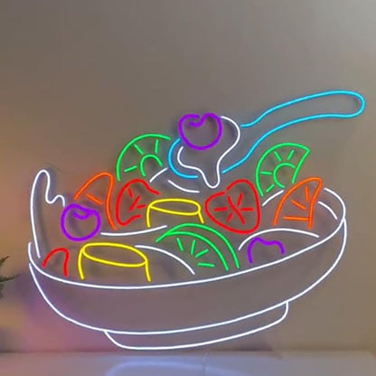 Healthy Fruit Salad Neon Sign, Vegetable Salad Led Neon Sign, Restaurant & Kitchen Decor, Fresh Salad Bar Sign Size:20inch